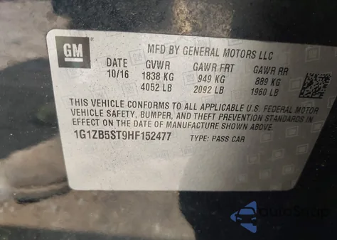 2017 Chevrolet Malibu Ls from USA, damaged, VIN 1G1ZB5ST9HF152477
